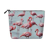 Pink Flamingos Trousse de maquillage multifonction en lin à une seule couche - Sac de rangement cosmétique tendance et pratique, Noir , Taille unique