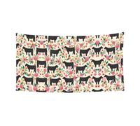 Pink Flower Show Steer Vaches Impression de bétail Bannière de vacances avec métal, panneau à suspendre pour intérieur ou extérieur, œillets, 1 paquet