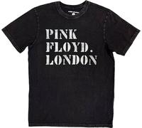 Pink Floyd - T-shirt homme/femme unie, logo, lavage de pierre RO14529 (L) (Noir)