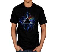 Pink Floyd - T-Shirt # M Black Unisex # Dark Side of the Moon Blue Splatter