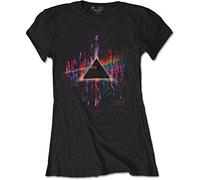 Pink Floyd - T-Shirt # S Black Femmina # Dark Side of The Moon Pink Splatter [Import]