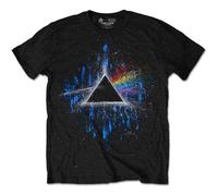 Pink Floyd - T-Shirt # S Black Unisex # Dark Side of the Moon Blue Splatter