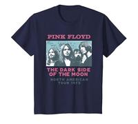 Pink Floyd The Dark Side of The Moon Tour 1973 Photo Blanche T-Shirt, Enfant, Bleu Marine, 12 Ans