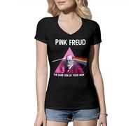 Pink Freud The Dark Side of Your Mom Sigmund Freud Psychology Humor Psychoanalysis Floyd Parody Fan Gift T-Shirt Femme Col en V Noir Size M