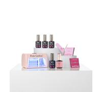 Pink Gellac Kit Vernis Semi Permanent - Manucure Kit Semi Permanent Complet avec Lampe UV LED Compacte Rose, 1 Couleur Rose 15 ml, Top et Peel Off Base Coat, Dissolvant & Nettoyant de Qualité Salon