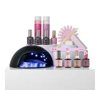 Pink Gellac Kit Vernis Semi Permanent - Manucure Kit Semi Permanent Complet avec Premium Lampe UV LED Noir, 4x Teintes Roses 15 ml, Top & Base Coat Gel UV, Dissolvant et Cleaner de Qualité Salon