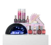 Pink Gellac Kit Vernis Semi Permanent - Manucure Kit Semi Permanent Complet avec Premium Lampe UV LED Noir, 4x Teintes Rouges 15 ml, Top & Base Coat Gel UV, Dissolvant et Cleaner de Qualité Salon