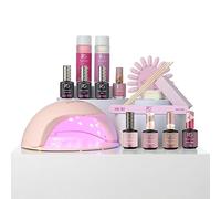 Pink Gellac Kit Vernis Semi Permanent - Manucure Kit Semi Permanent Complet avec Premium Lampe UV LED Rose, 4x Teintes Roses 15 ml, Top & Base Coat Gel UV, Dissolvant et Cleaner de Qualité Salon
