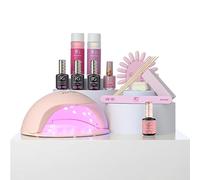 Pink Gellac Kit Vernis Semi Permanent - Manucure Kit Semi Permanent Complet avec Premium Lampe UV Rose, 1x Couleur Rose 15 ml, Top Coat, Base Coat Gel UV, Dissolvant & Cleaner de Qualité Salon
