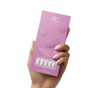 Pink Gellac Press On Nails - 2001 Classic French - Kit de 30 faux ongles à coller, colle à ongles, 30 autocollants et accessoires - Ongles adhésifs à appliquer rapidement pendant 7 à 14 jours