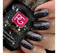 Pink Gellac Vernis Semi Permanent - 177 Glitterize Black 15 ml - Vernis à Ongles Gel Pour 14+ Jours de Manucure Impeccable - Facile à Utiliser - Semi Permanent Facile à Enlever