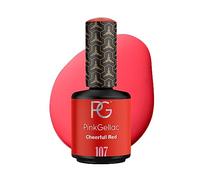 Pink Gellac Vernis Semi Permanent, Vegan - 107 Cheerfull Red 15 ml | Vernis Gel UV Semi Permanent Noir Pour 14 Jours - Gel Polish Facile à Utiliser de Qualité Salon - Facile à Enlever
