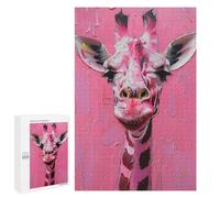 Pink Giraffe Art Print-1 Puzzle 1000 Pièces Educa Jouet en Bois Cadeau Unique Décoration Intérieure Jeu Éducatif Challenge Toy Adultes Et Enfants À Partir De 14 Ans 1000 PCS