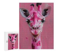 Pink Giraffe Art Print-2 Puzzle 1000 Pièces Educa Jouet en Bois Cadeau Unique Décoration Intérieure Jeu Éducatif Challenge Toy Adultes Et Enfants À Partir De 14 Ans 500 PCS
