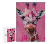 Pink Giraffe Art Print-3 Puzzle 1000 Pièces Educa Jouet en Bois Cadeau Unique Décoration Intérieure Jeu Éducatif Challenge Toy Adultes Et Enfants À Partir De 14 Ans 500 PCS