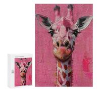 Pink Giraffe Painting Artwork Puzzle 300 Pièces Educa Jouet en Bois Cadeau Unique Décoration Intérieure Jeu Éducatif Challenge Toy Adultes Et Enfants À Partir De 14 Ans 300 PCS