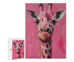 Pink Giraffe Painting Artwork Puzzle 500 Pièces Educa Jouet en Bois Cadeau Unique Décoration Intérieure Jeu Éducatif Challenge Toy Adultes Et Enfants À Partir De 14 Ans 500 PCS