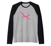 Pink Glider Pilot Silent Flight Amoureuses d'avions à Voile pour Filles Manche Raglan