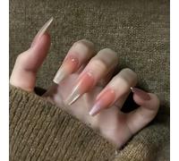 Pink Handmade Press On Nails Long Square 10Pcs Fake Nails Heart-Shaped Luxury Glue on Nails Reusable Acrylic False Nails Manicure Kits with Cute Design for Women