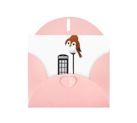 Pink HYTTER Little Sparrow next to the phone booth Prints Carte de vœux pour Noël, anniversaires et anniversaires de mariage