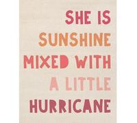Pink Inspirational Quote Poster, She is Sunshine Mixed with a Little Hurricane, Wall Art Decor for Girls Bedroom or Nursery (Framed,08x12inch(20x30cm))