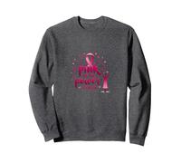 Pink is My Power Color Support de Sensibilisation au Cancer du Sein Sweatshirt, Unisexe pour Adultes, Chiné Foncé, XL