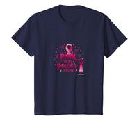 Pink is My Power Color Support de Sensibilisation au Cancer du Sein T-Shirt, Enfant, Bleu Marine, 2 Ans