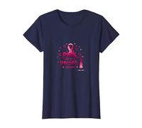 Pink is My Power Color Support de Sensibilisation au Cancer du Sein T-Shirt, Femme, Bleu Marine, L