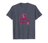 Pink is My Power Color Support de Sensibilisation au Cancer du Sein T-Shirt, Homme, Bleu Chiné, 4XL