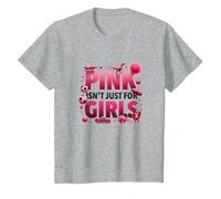 Pink Isn't Just for Girls Pink Boys Dinosaure Soccer Fun T-Shirt, Enfant, Gris Chiné, 10 Ans