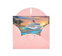 Pink JKIEGOQ Carte de vœux Motif bateau de croisière 10,2 x 15,2 cm Pour Noël, Saint-Valentin, mariage, fête