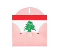 Pink JKIEGOQ Carte de vœux Motif drapeau du Liban 10,2 x 15,2 cm pour Noël, Saint-Valentin, mariage, fête