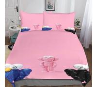 Pink Kaws Housse De Couette Cartoon Characters + Taies D'oreiller, D R¿¿Versible Parure De Lit Double£¿Xcm£© Microfibre Sets De Housses De Couettesx