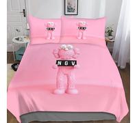 Pink Kaws Parure De Lit Cartoon Characters Houssse De Couette Avec Taie D'oreiller King£¿Xcm£© -% Microfibre Douce Et Agr¿¿Able