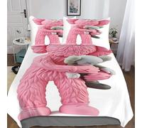 Pink Kaws Sets De Housses De Couettes D, Cartoon Characters Imprim¿¿ Ensemble De Literie Avec Housses De Couettes Et Assortie Taie D'oreiller, Pour Lit
