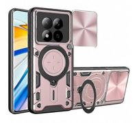 (Pink) Kickstand Phone Case for Redmi Note 15 Pro 5G Global, TPU PC Material Cover with Slide Lens Window Protection