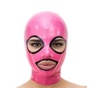 Pink Latex Full Face Hood Masquerade Party Cosplay Kostüme Kit Für Männer Frauen Öffnen Augen Mund Kopfbedeckung Accessoires,Alles Schwarz,M