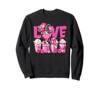 Pink Latte Buffalo Plaid GNOME Love Valentines Coffee Sweatshirt