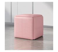 Pink Leather Ottoman Bench with Wheels 5 in 1 Nesting Cube Chair for Living Room Movable Stackable Foot Stool Dressing Dining Coffee Table 17.7x17.7x17.7in (Pink 17.7x17.7x17.7in)