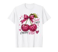 Pink Leopard Cherry Vibes Sweet & Wild Fruit Fun T-Shirt
