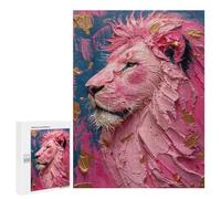 Pink Lion Abstract Painting-1 Puzzle 500 Pièces Educa Jouet en Bois Cadeau Unique Décoration Intérieure Jeu Éducatif Challenge Toy Adultes Et Enfants À Partir De 14 Ans 500 PCS