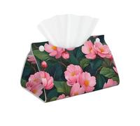 Pink Lotus Blooms Long Housse de Boîte à Mouchoirs en Cuir PVC Imperméable Pliable Décoratif pour Maison, Bureau, Voiture et Salle de Bain
