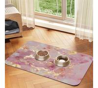 Pink Marble Texture Print,Waterproof Pet Feeding Mat,PU Leather Placemats for Cat Dog Water Bowl,Food Mats,30x45cm