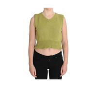 Pink Memories - Débardeur en maille verte à col en V sans manches - Femme - Pulls - Vert - Taille: ONE Size