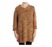Pink Memories - Pull col V oversize Marron Laine - Femme - Pulls - Brun - Taille: 36 FR