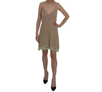 Pink Memories - Robe Mini Élégante en Dentelle Beige à Bretelles Spaghetti - Femme - Robes - Beige - Taille: 40 FR