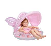 Pink Mermaid Swimming Ring with Canopy - 2026 Sunshade Float | Detachable UV Protection Awning | Inflatable Water Seat for Kids Aged 1-4 Years, Safe Air Chamber Design