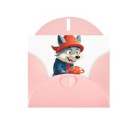 Pink MJHKXLJ Carte de vœux avec imprimé de champignons nacrés Inscription Big Bad Wolf Picking Mushrooms Enveloppe incluse Idéal pour Noël, anniversaires, Saint-Valentin, mariages et plus encore