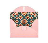Pink MJHKXLJ Carte de vœux avec imprimé géométrique marocain nacré - Enveloppe incluse - Parfait pour Noël, anniversaires, Saint-Valentin, mariages, etc