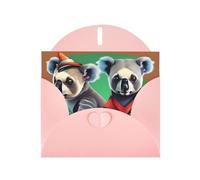 Pink MJHKXLJ Carte de vœux avec imprimé koalas drôles nacrés - Enveloppe incluse - Parfait pour Noël, les anniversaires, la Saint-Valentin, les mariages, et plus encore
